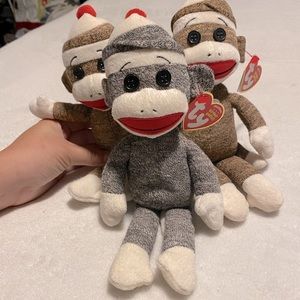 Beanie Babies Set of 3 Sock Monkeys